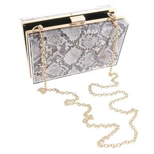 NWT Christian Siriano Snakeskin Clutch with Gold Chain